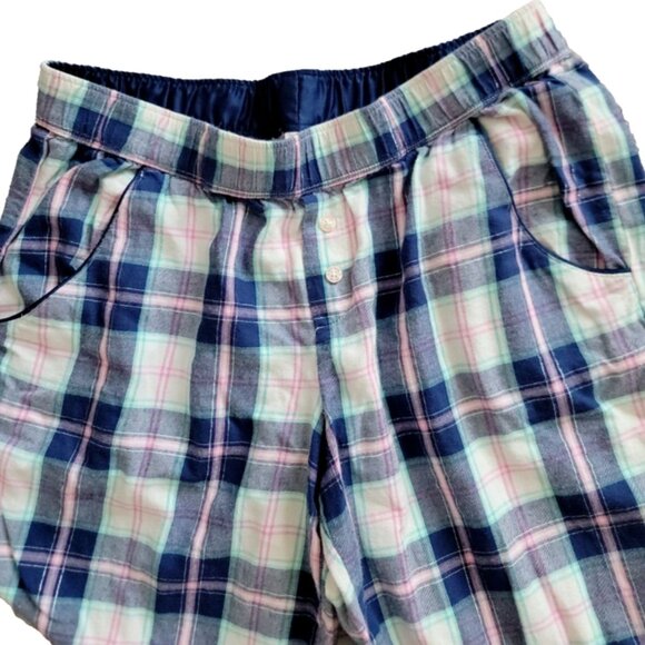 Y2K 2000's Victoria's Secret Luxe Navy, White & Pink Plaid Pajama Bottoms XS - Picture 5 of 6